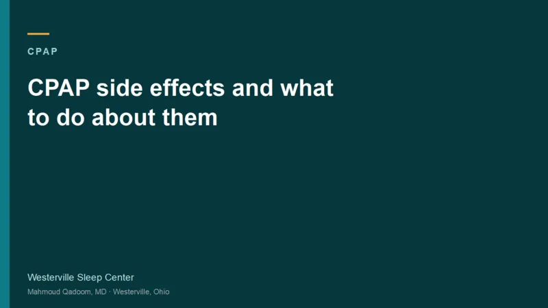 Typographic title card for CPAP side effects and what to do about them