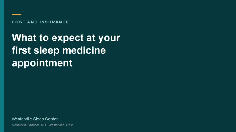 Typographic title card for What to expect at your first sleep medicine appointment