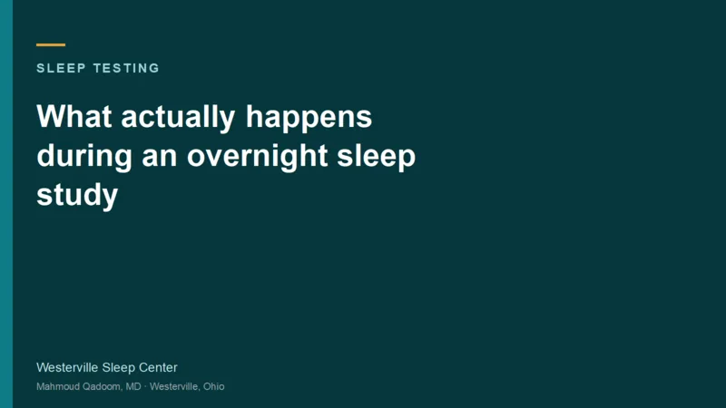 Typographic title card for What actually happens during an overnight sleep study